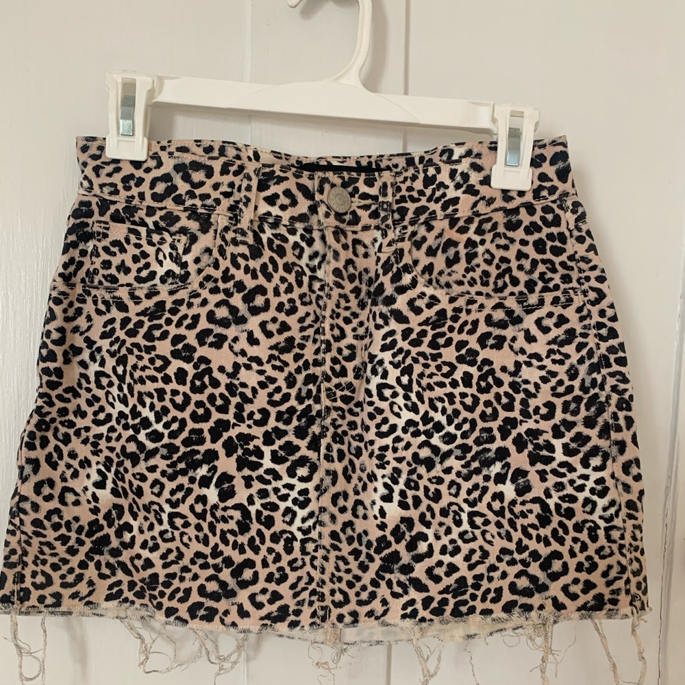 Express Cheetah Animal Print Denim Skirt